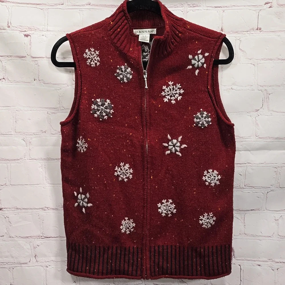 Hannah Snowflake Rust Winter Vest Womens Size M